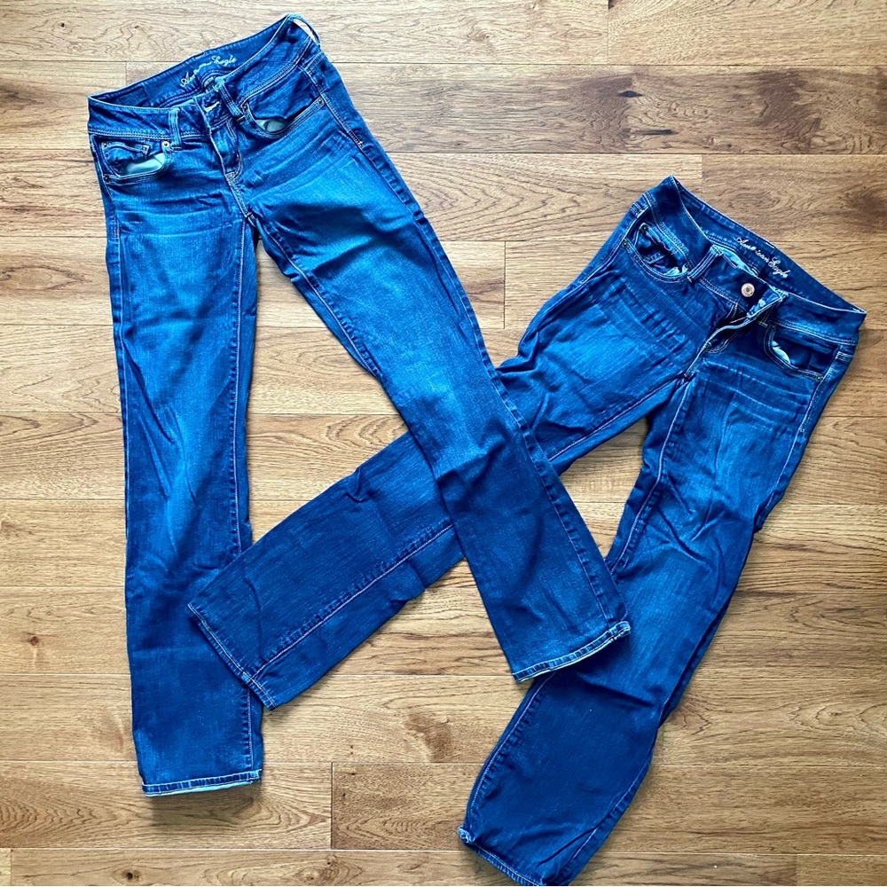 2 pairs AEO slim boot jeans size 4L